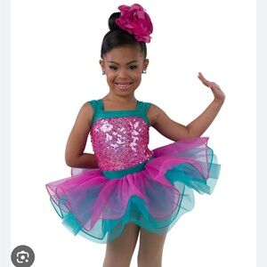Pink and Teal Sequin Tutu Dance Costume